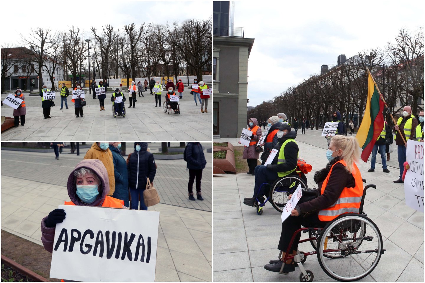  Kaune prie savivaldybės penktadienį žmonės protestavo dėl būstų nuomos kainų pakėlimo, kitų problemų. <br> Lrytas.lt koliažas