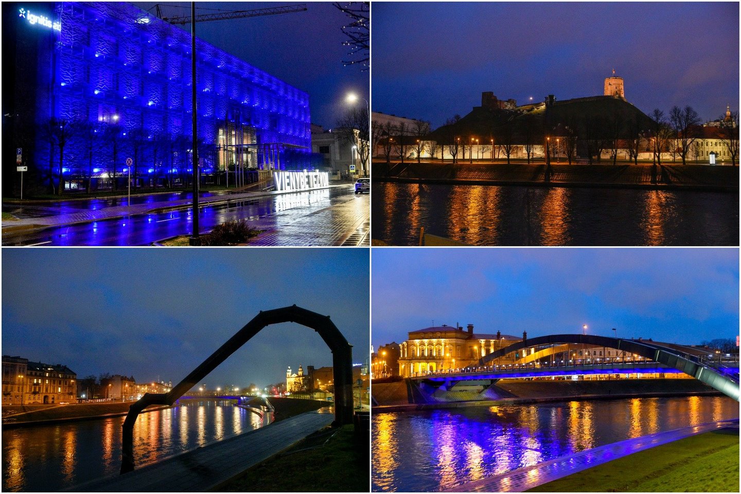  Vilnius šviesomis paminėjo 73-iąsias Izraelio nepriklausomybės metines.<br> lrytas.lt koliažas.