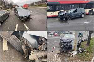 Avarija Vilniuje: sankryžoje susidūrę du automobiliai liko smarkiai sumaitoti
