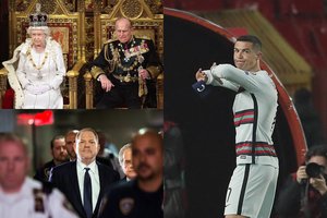 Žvaigždžių savaitėje – princo Philipo mirtis, Holivudo magnato teismas ir operacija už raištį