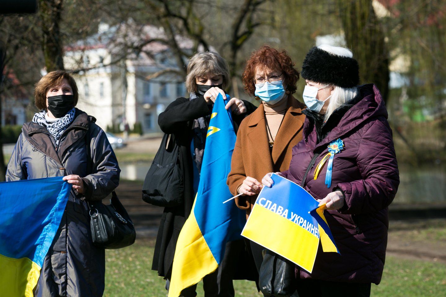  Akcijos dalyviai pasisakė prieš aštrėjančią Rusijos agresiją Rytų Ukrainoje.<br> T.Bauro nuotr.
