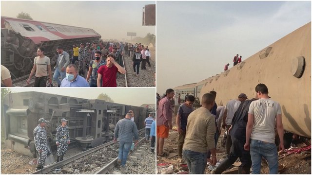 Egipte nuo bėgių nulėkė traukinys: žuvo mažiausiai 11 žmonių, beveik 100 sužeisti