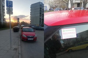 Atliekas išvežanti įmonė ant automobilio užklijavo lipduką, bet vėliau turėjo atvykti jo nulipinti: teko ir atsiprašyti