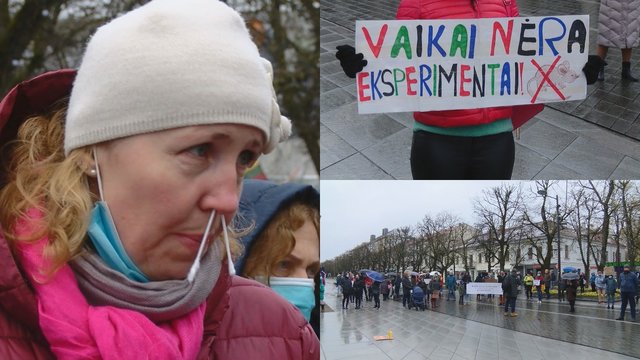 Kaune surengtas protestas prieš moksleivių testavimą: „Vaikai nėra eksperimentai!“