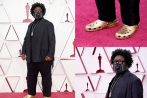 Ar išdrįstumėte? Ant raudono „Oskarų“ kilimo atlikėjas pozavo su... kroksais!