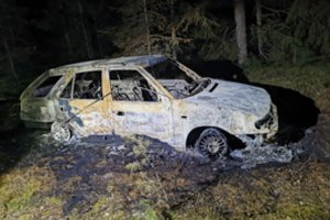 Miške netoli Kazlų Rūdos rastas sudegęs automobilis su žmogaus palaikais