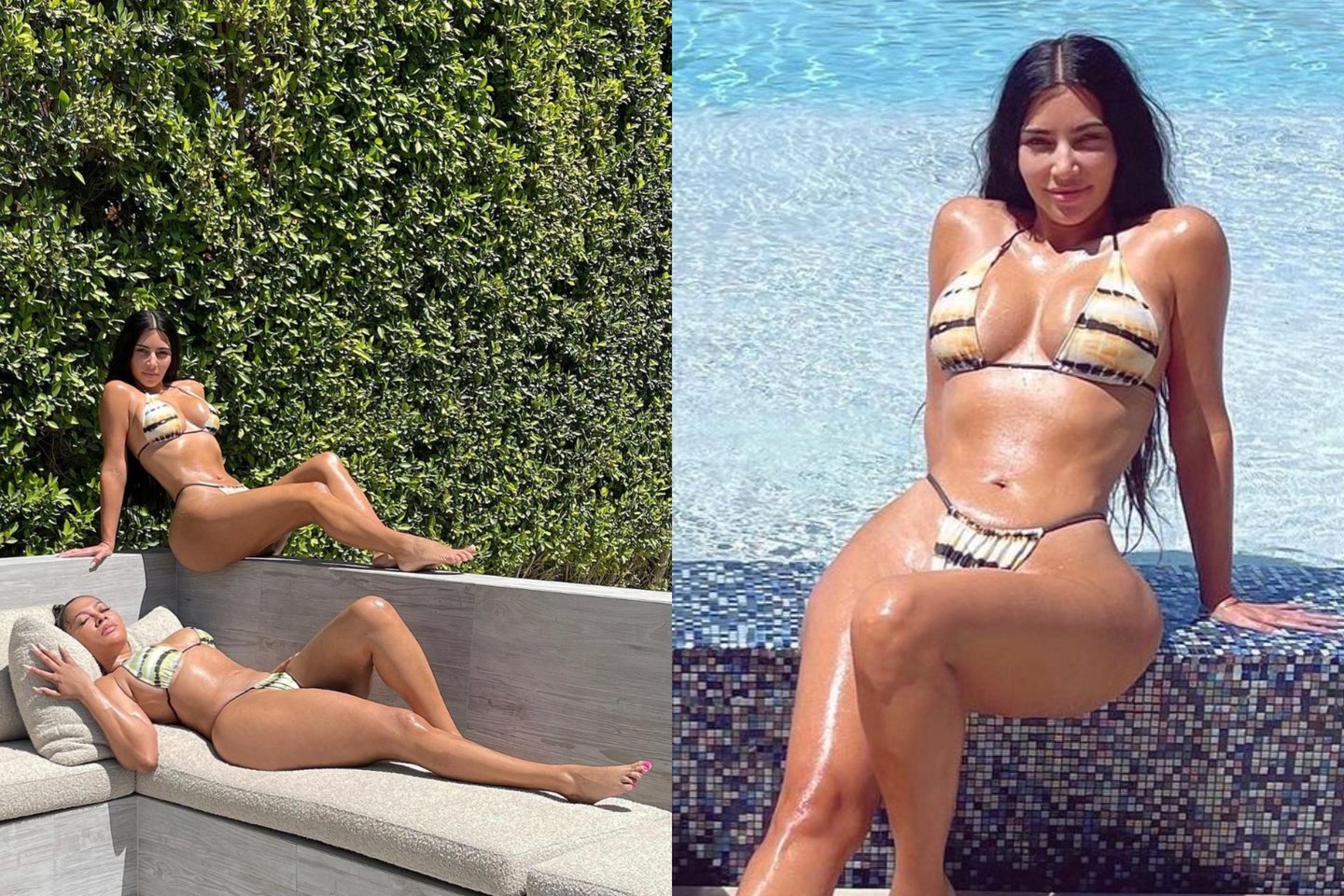 Kim Kardashian su drauge Lala Anthony mėgavosi saulės voniomis.<br>lrytas.lt montažas.