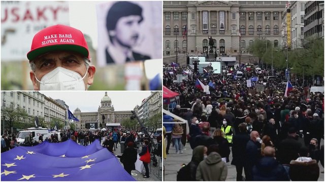 Dešimtys tūkstančių čekų išėjo į gatves protestuoti – ragino nušalinti šalies prezidentą