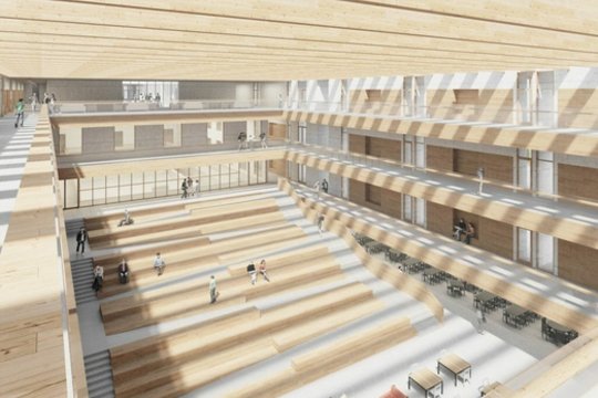 Pilaitėje kyla nauja 4 aukštų modernaus dizaino mokykla