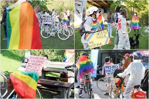 Šeimos „gynėjų“ maršui Vingio parke – protesto balsas: nedideliame mitinge išryškėjo aštrūs pastebėjimai