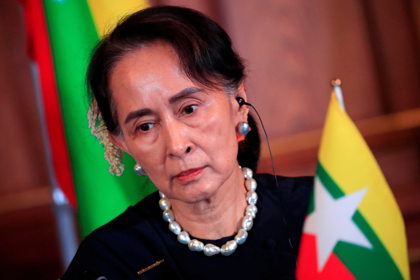 Mianmaro nuversta civilinė lyderė Aung San Suu Kyi.<br>REUTERS/Scanpix nuotr.