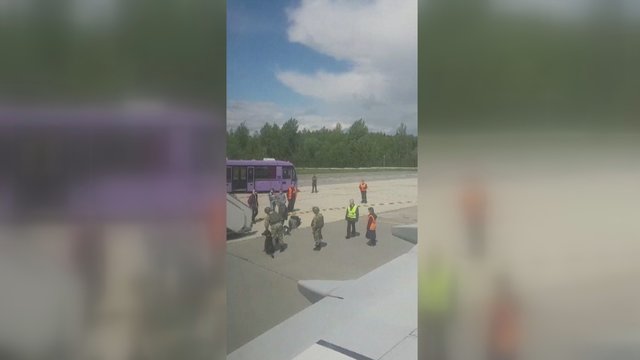 Užfiksavo, kaip Minsko valdžia su šunimis apieško nutupdyto „Ryanair“ keleivių bagažą