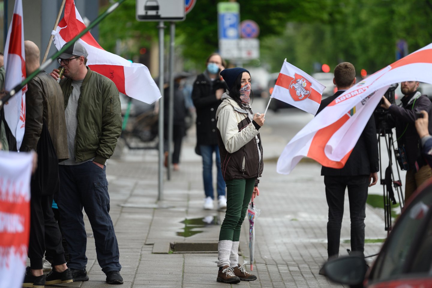  Akcija prie Baltarusijos ambasados Vilniuje.<br> V.Skaraičio nuotr.