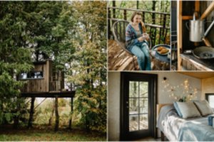 Jauna pora Dzūkijoje namelį pasistatė medyje,  svarbiausias baldas jame – dvigulė lova