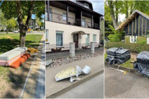 Palangiškiai šaligatvius nuklojo senomis sofomis, čiužiniais, kriauklėmis – bauda numatyta, bet yra ir sunkinanti aplinkybė