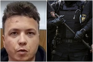 Baltarusijos televizija parodė naują ilgą interviu su sulaikytu R. Pratasevičiumi: galiausiai pravirko