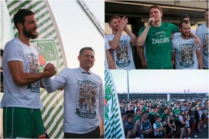 „Žalgirio“ triumfo akimirkos: su Kaunu atsisveikinęs M. Grigonis uždainavo „Rytą“ įžeidžiančią dainą