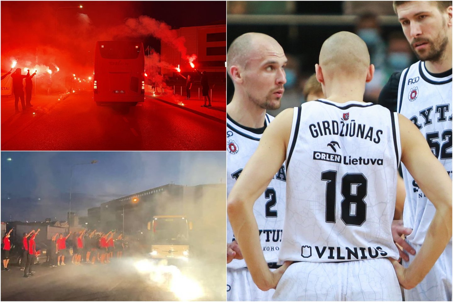 Ištikimiausi „Ryto“ fanai pasitiko sostinės klubo krepšininkus Vilniuje.<br>„B tribūna“ Instagram ir lrytas.lt nuotr. koliažas