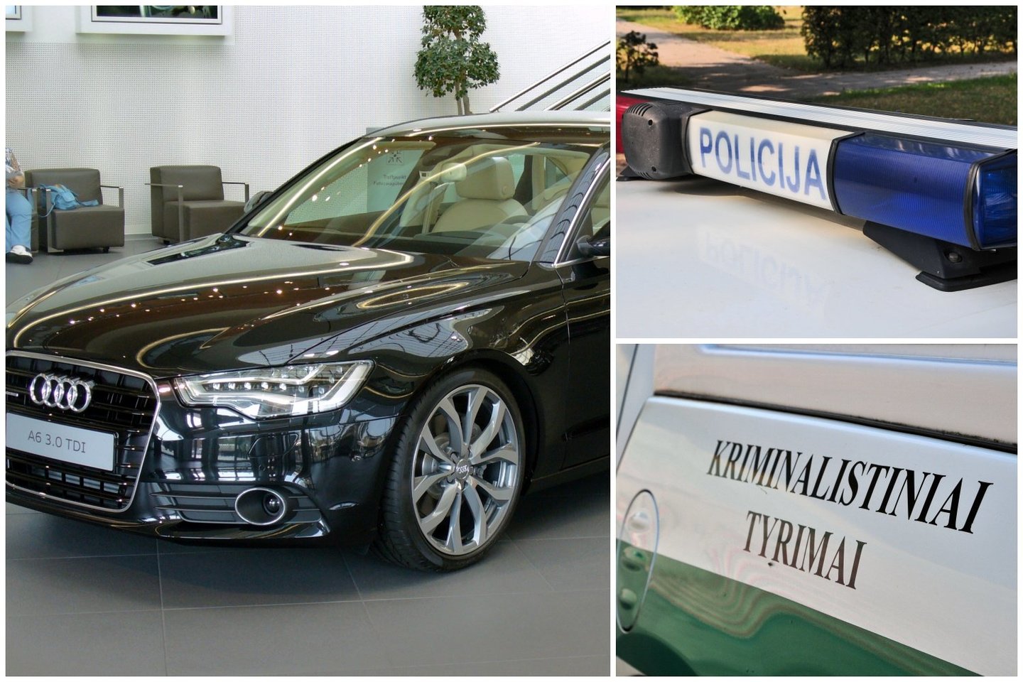  Prie Karveliškių kapinių pavogtas savaitę stovėjęs brangus ir prabangus „Audi A6 Limousine“.<br> Lrytas.lt fotomontažas