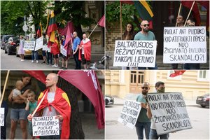 Prie STT būstinės – M. Puidoko gynėjų piketas: pyko ir dėl Landsbergių, ir dėl Ž. Pavilionio