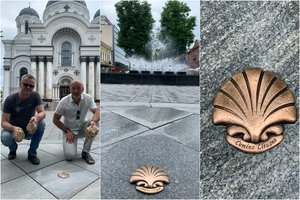 Kaune – ypatingi piligriminį „Camino Lituano“ kelią žymintys ženklai