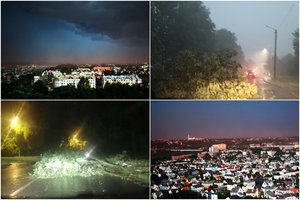 Audra nusiaubė Kauną: masiškai virto medžiai, patvino gatvės, nutrauktas koncertas