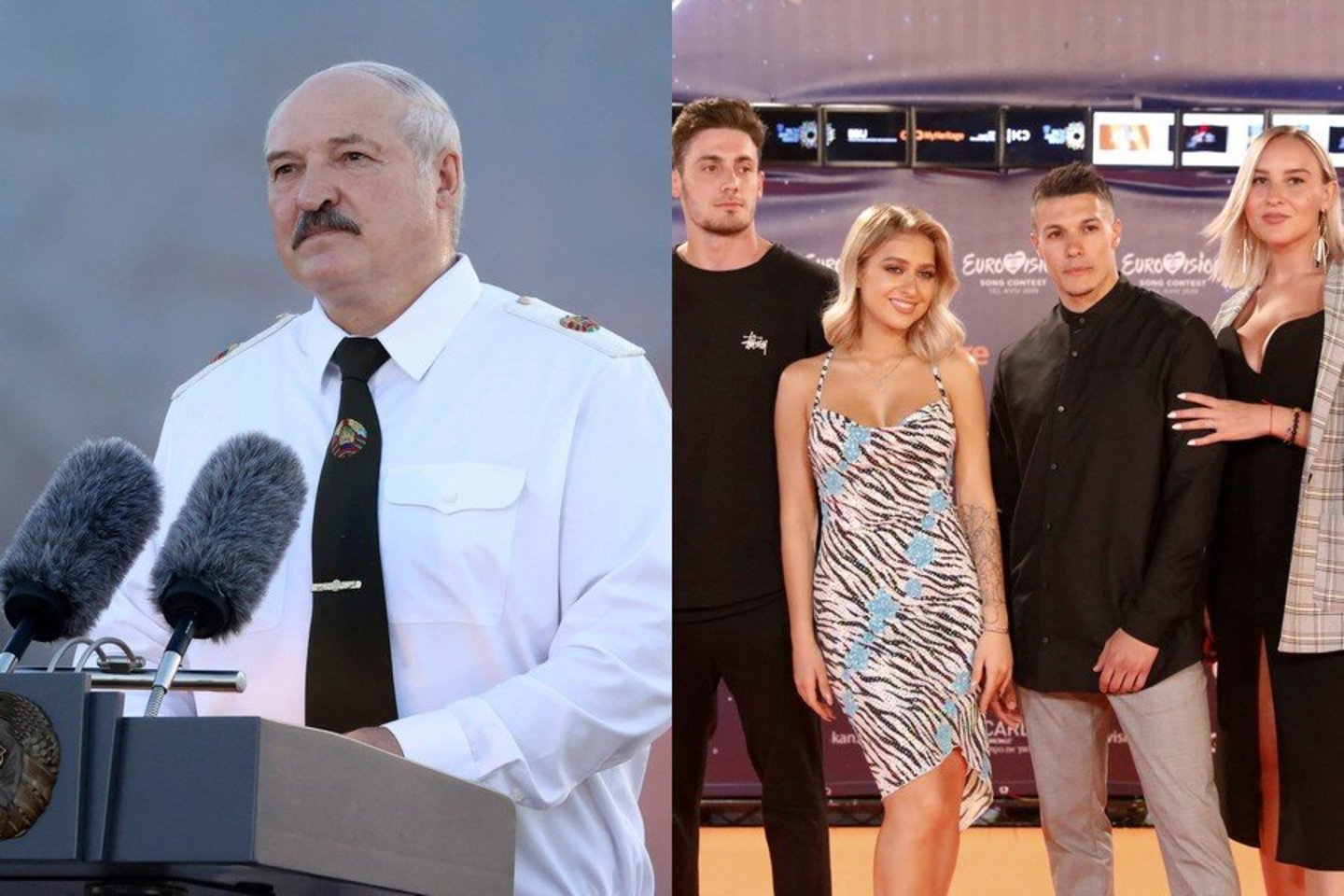 A.Lukašenka ir 2019 metų Baltarusijos atstovai „Eurovizijoje“.<br> Lrytas.lt koliažas.