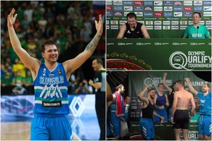 Slovėnų siautulys „Žalgirio“ arenoje: į spaudos konferenciją įsiveržę krepšininkai išmaudė ir trenerį, ir lietuvių skriaudiką L. Dončičių