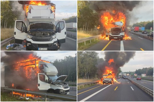 Vokietijos autobane užsiliepsnojo krovininis automobilis: šoko ištiktą vairuotoją gelbėjo netoliese buvęs lietuvis