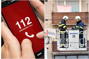 Gelbėjimo operacija Kaune: baiminantis, kad šunelis gali nušokti, buvo išskleista oro pagalvė