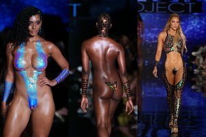 Majamio mados savaitė užkūrė pirtį: grožybes dengė tik lipnia juostele