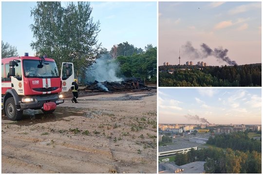 Dūmų stulpas nuo senų garažų masyve degančių pabėgių atkreipė kone viso Vilniaus dėmesį