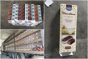 Patikrinę iš Maskvos gabenamą siuntą, vietoje tortų muitininkai aptiko cigarečių kontrabandą