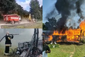 Absurdas: persenęs ugniagesių automobilis užgeso vos tik įsukęs į nelaimėlio kiemą