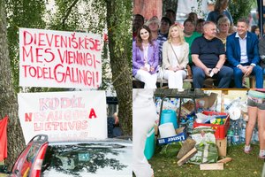 Proteste Dieveniškėse – keli šimtai žmonių: minią įaudrino prieš valdžią nukreipti R. Dambrausko šūksniai