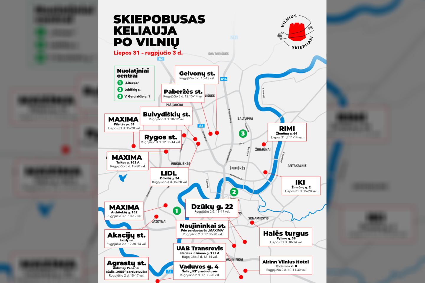 Vilniaus skiepobusų grafikas.<br>Pranešimo spaudai iliustr.
