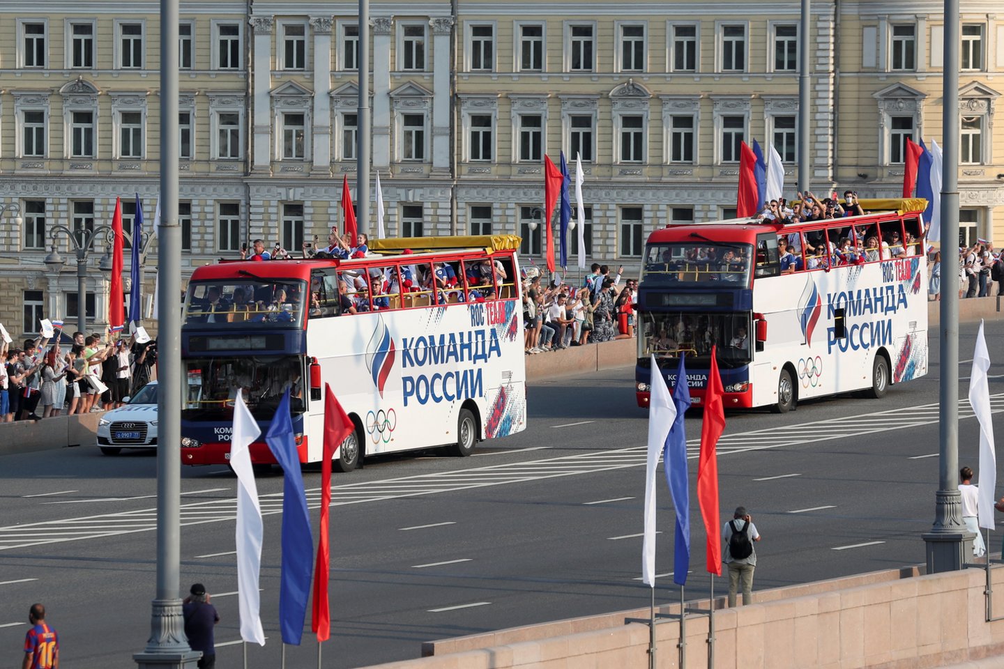  Maskvoje surengtas Rusijos olimpiečių sutikimas.<br> Reuters/Scanpix nuotr.