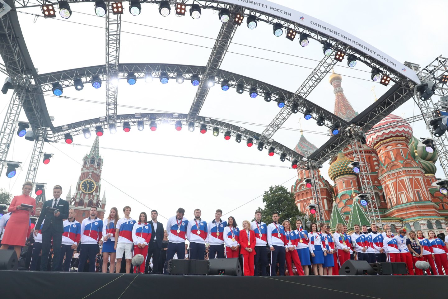  Maskvoje surengtas Rusijos olimpiečių sutikimas.<br> Reuters/Scanpix nuotr.