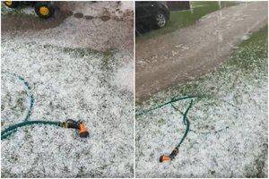 Dalyje Lietuvos siautėjo kruša: iškrito įspūdingas kiekis ledukų