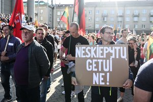 Žydų atstovai, I. Šimonytė pasmerkė Holokausto simbolikos naudojimą mitinge prie Seimo