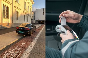 Prie pat Vilniaus rotušės – numestas ambasados automobilis: diplomatams taip galima?