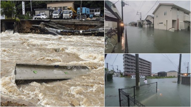Tokį vaizdą pamatysi ne kasdien: Japonijos miestą stichija pavertė sraunia upe