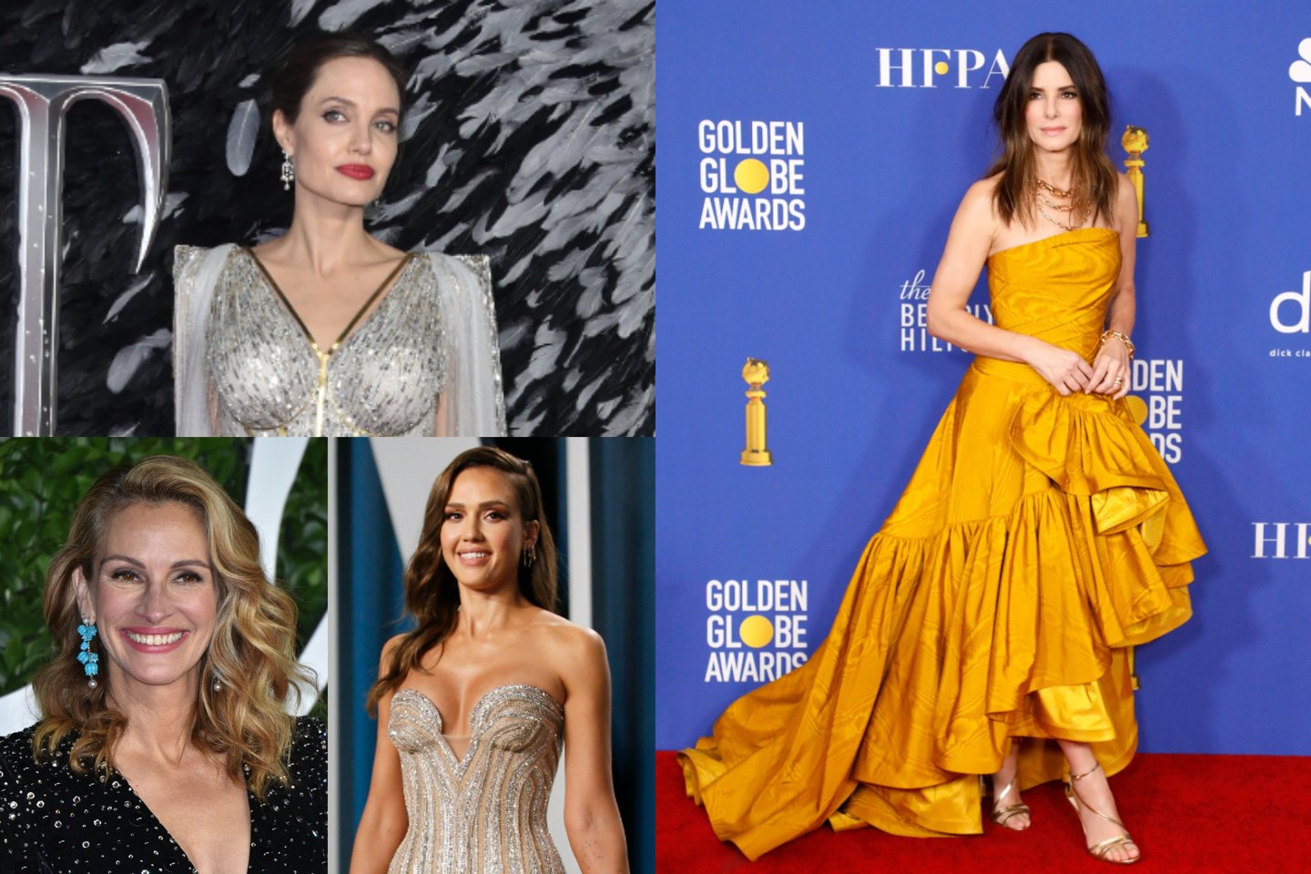 Angelina Jolie, Julia Roberts, Jessica Alba ir Sandra Bullock.