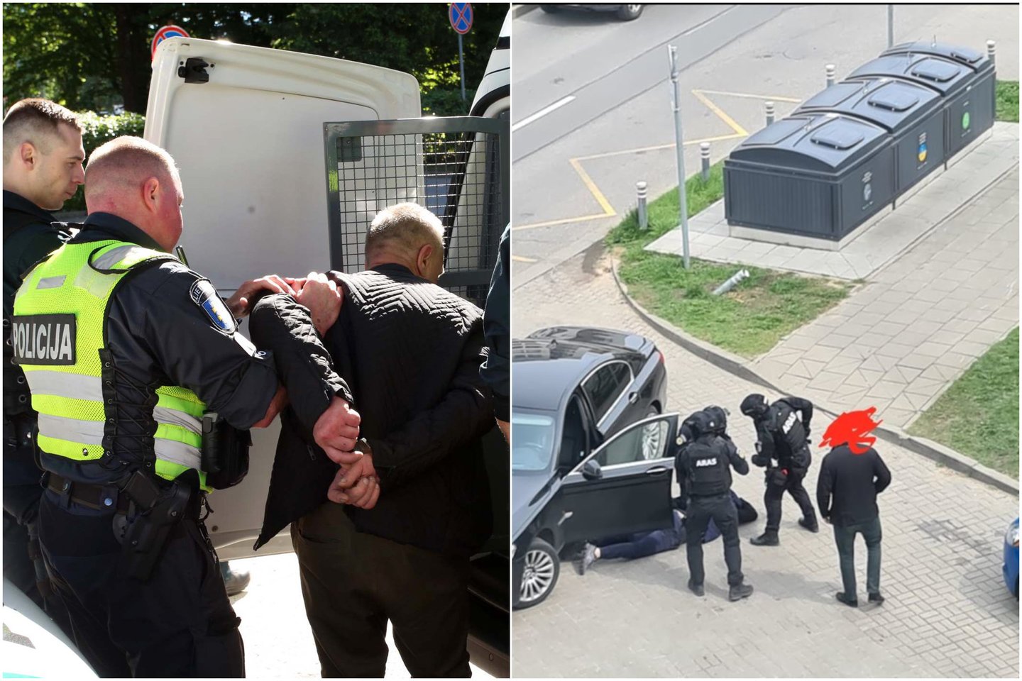  Kauno policija sučiupo mašinvagių gaujos atstovus, važiavusiius pagrobtu "Mercedes". <br> Lrytas.lt koliažas