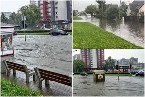 Pajūrį talžo stipri audra: patvino dalis gatvių, pasiektas pavojingo lietaus kriterijus