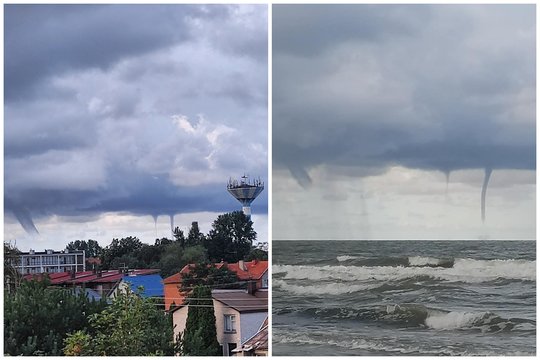 Sekmadienio rytą nustebino įspūdingas vaizdas virš jūros: pavyko užfiksuoti net kelis viesulus