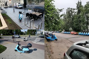 Nauji motoroleriai Vilniuje jau sukėlė aibę rūpesčių: gyventojai praranda automobilių statymo vietas, trukdo pėstiesiems
