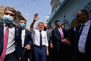 E. Macronas apsilankė buvusiame „Islamo Valstybės“ bastione Irake – Mosulo mieste