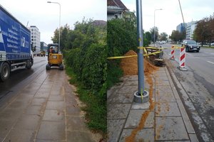 Pėstieji priversti pėdinti važiuojamąja dalimi – ant tako pastatė statybinę techniką, o vėliau aptvėrė