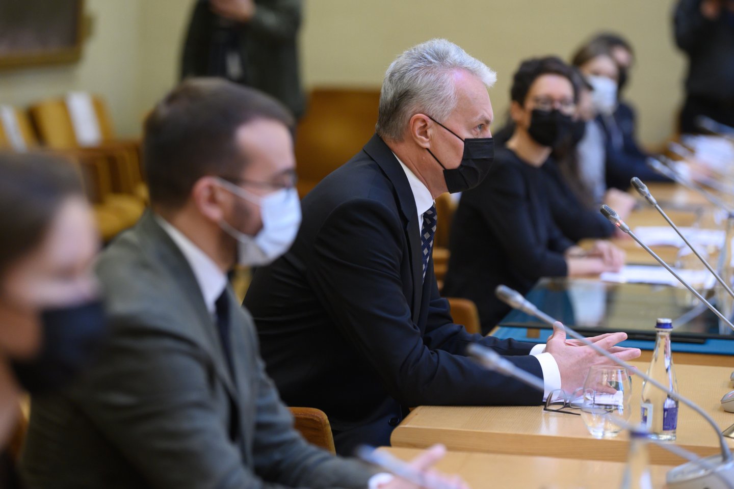 Prezidentas Gitanas Nausėda trečiadienį su Seimo pirmininke Viktorija Čmilyte-Nielsen ir kitais Seimo valdybos nariais aptars rudens sesijos darbus.<br>V.Skaraičio nuotr.